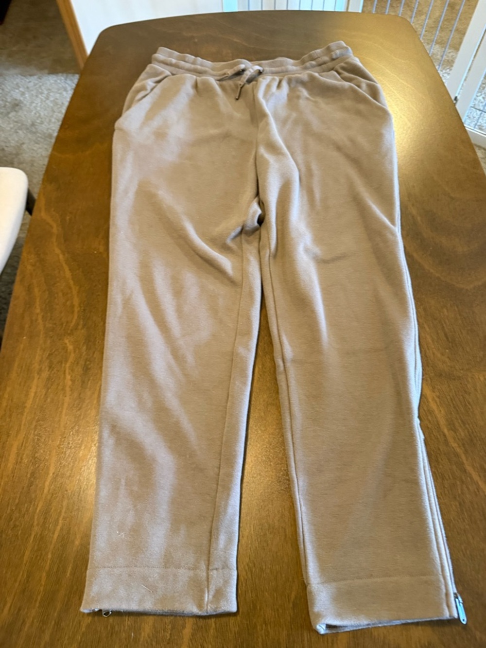 Athleta Taupe Fleece-Lined Sweatpants